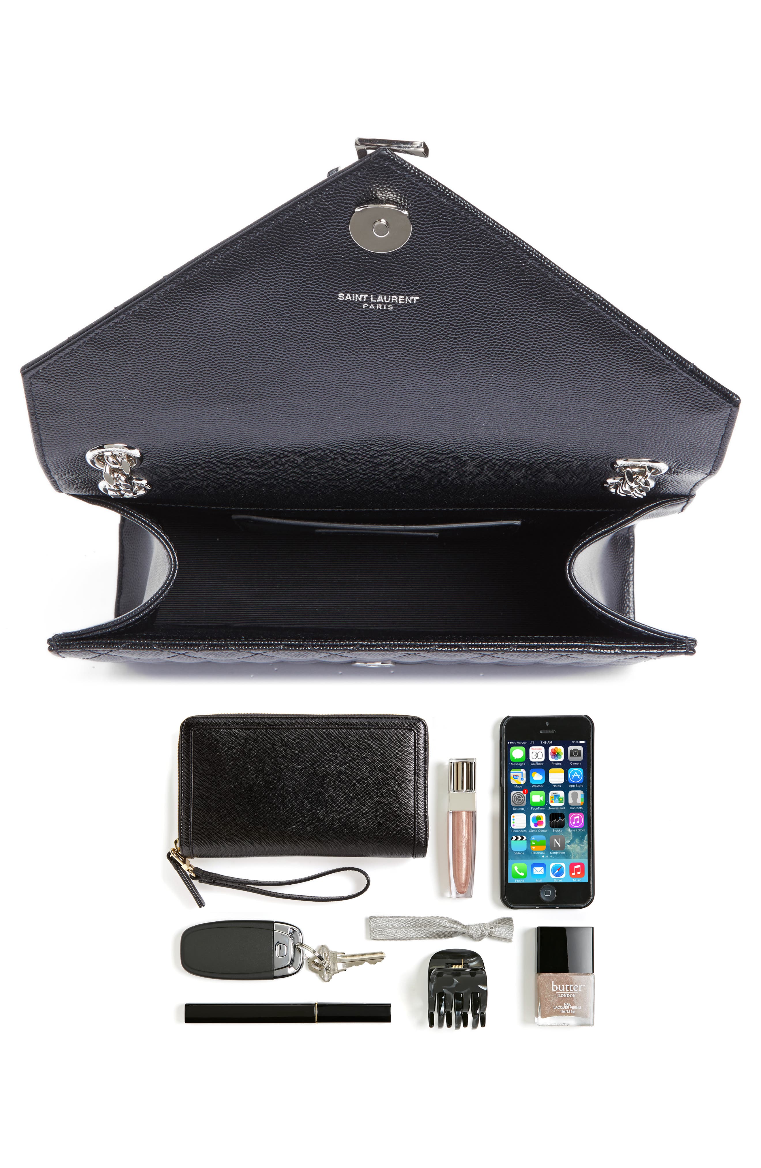 Saint Laurent Large Monogram Quilted Leather Shoulder Bag, Alternate, color, 