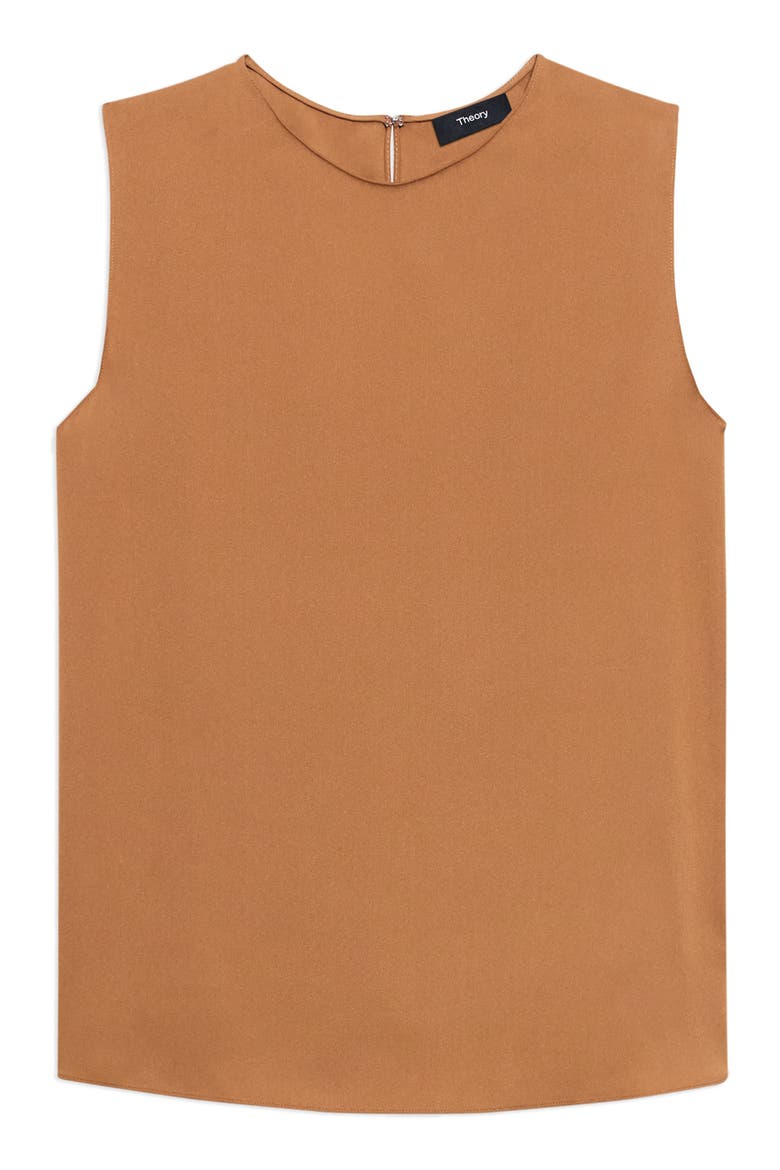 Sleeveless Silk Blouse, Alternate, color, BRIGHT COGNAC