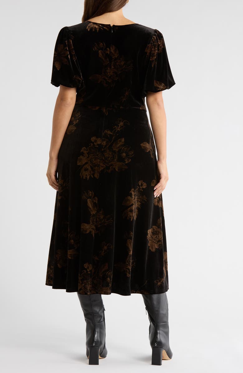 SUGARLIPS Ace Floral Puff Sleeve Velvet Cocktail Dress, Alternate, color, Black-Multi