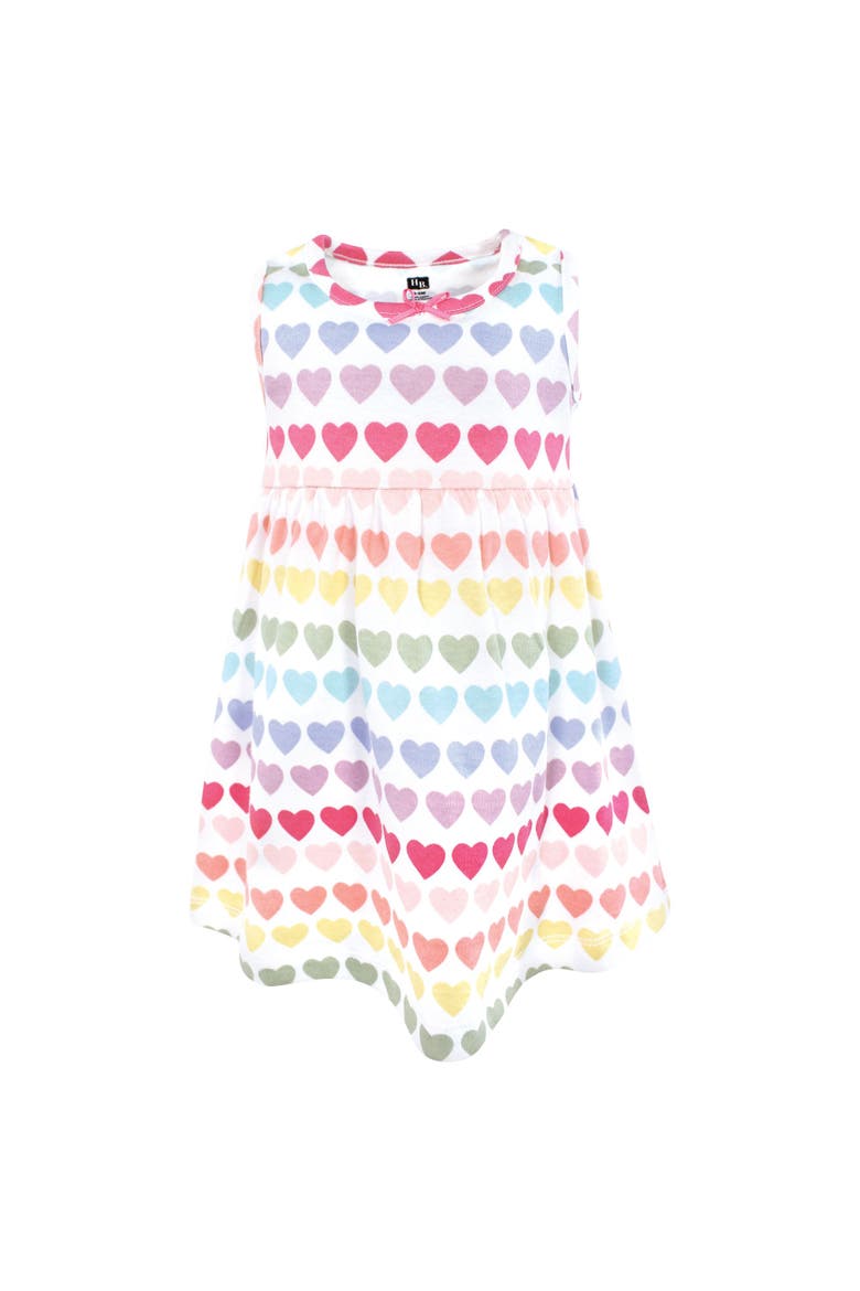 Two-Piece Cotton Dress and Knit Cardigan Set, Alternate, color, Cascading Hearts
