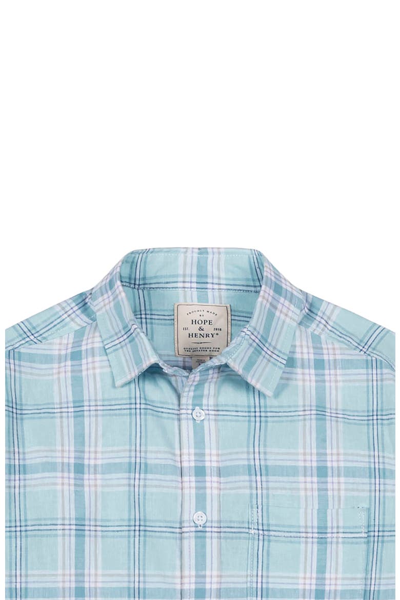 Men's Linen Button Down Shirt, Alternate, color, Tea Room Blue Plaid