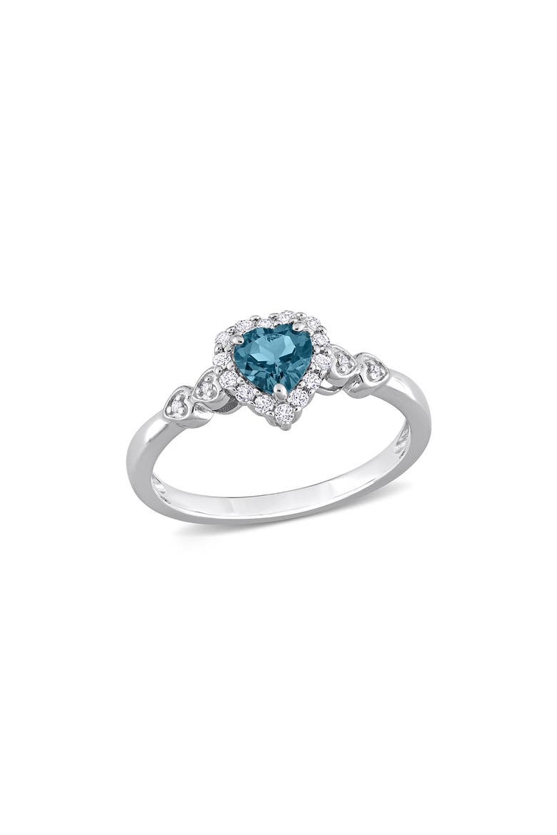 Sterling Silver Cubic Zirconia Heart Shape Ring, Main, color, BLUE