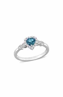 DELMAR Sterling Silver Cubic Zirconia Heart Shape Ring