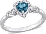 DELMAR Sterling Silver Cubic Zirconia Heart Shape Ring