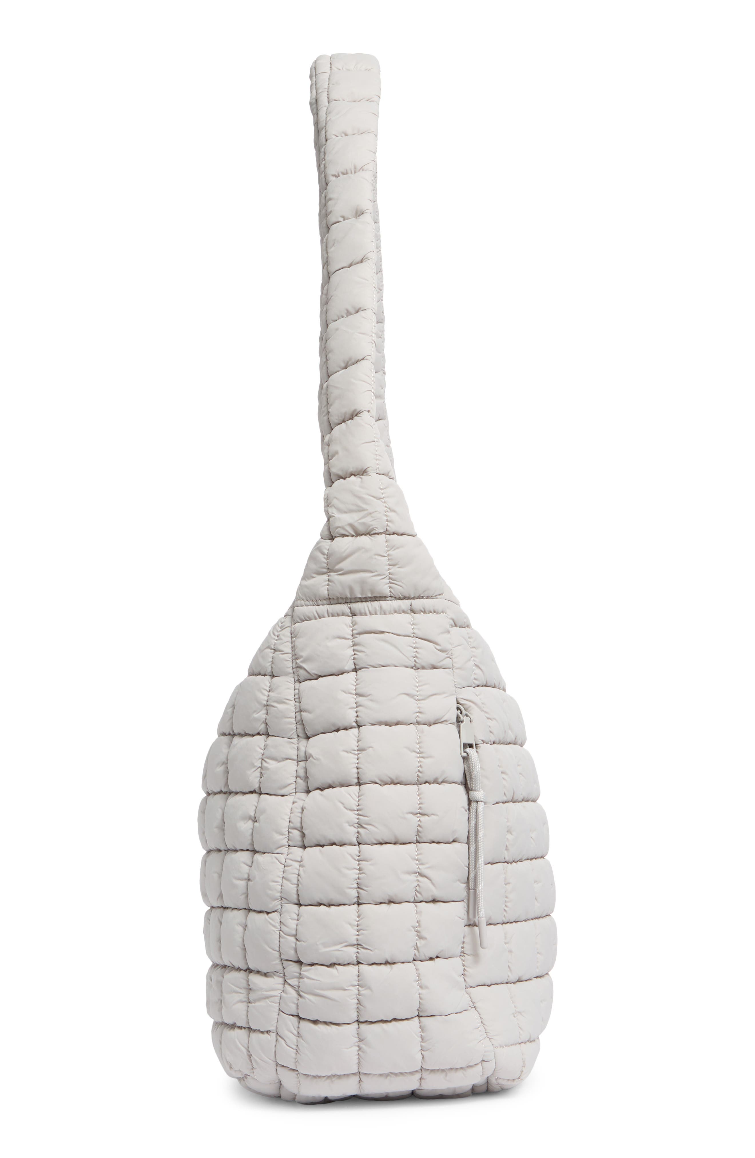 URBAN EXPRESSIONS HANDBAGS Square Quilt Nylon Hobo Bag, Alternate, color, Dove Grey