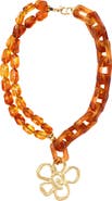 Adornia Flower Pendant Resin Link Necklace