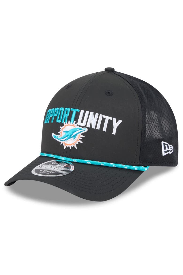 Men's New Era Black Miami Dolphins 2025 Inspire Change 9FORTY M-Crown Adjustable Hat, Alternate, color, Black