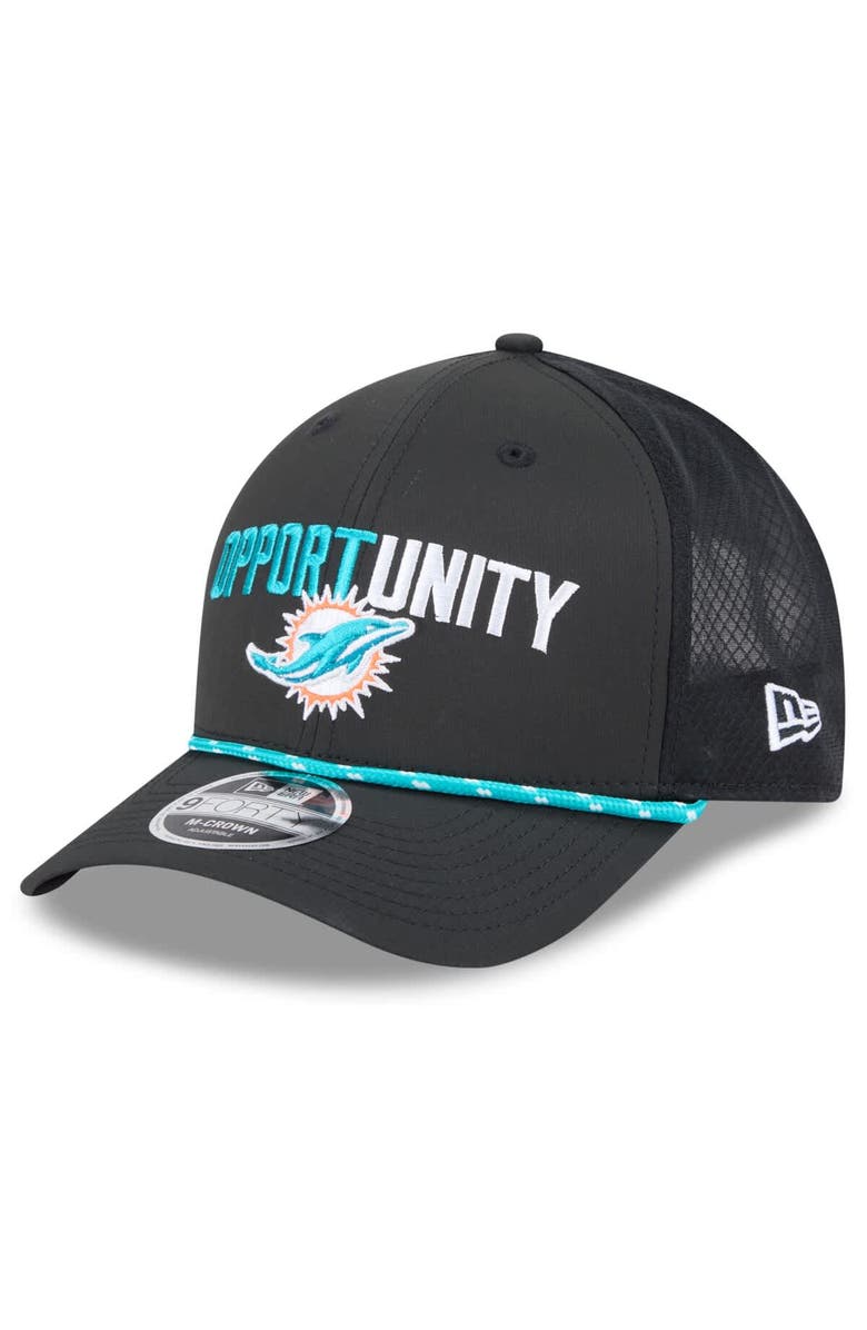 New Era Men's New Era Black Miami Dolphins 2025 Inspire Change 9FORTY M-Crown Adjustable Hat, Alternate, color, Black