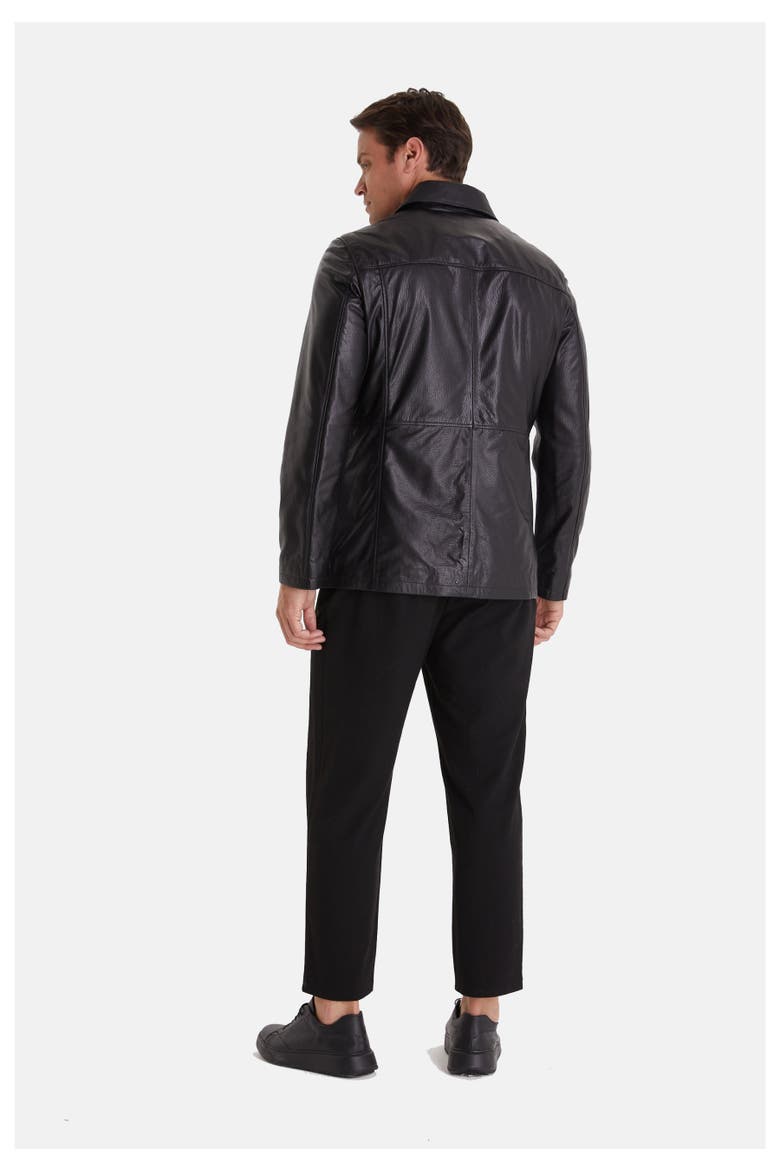 Maximilian Patterned Leather Jacket, Alternate, color, Black