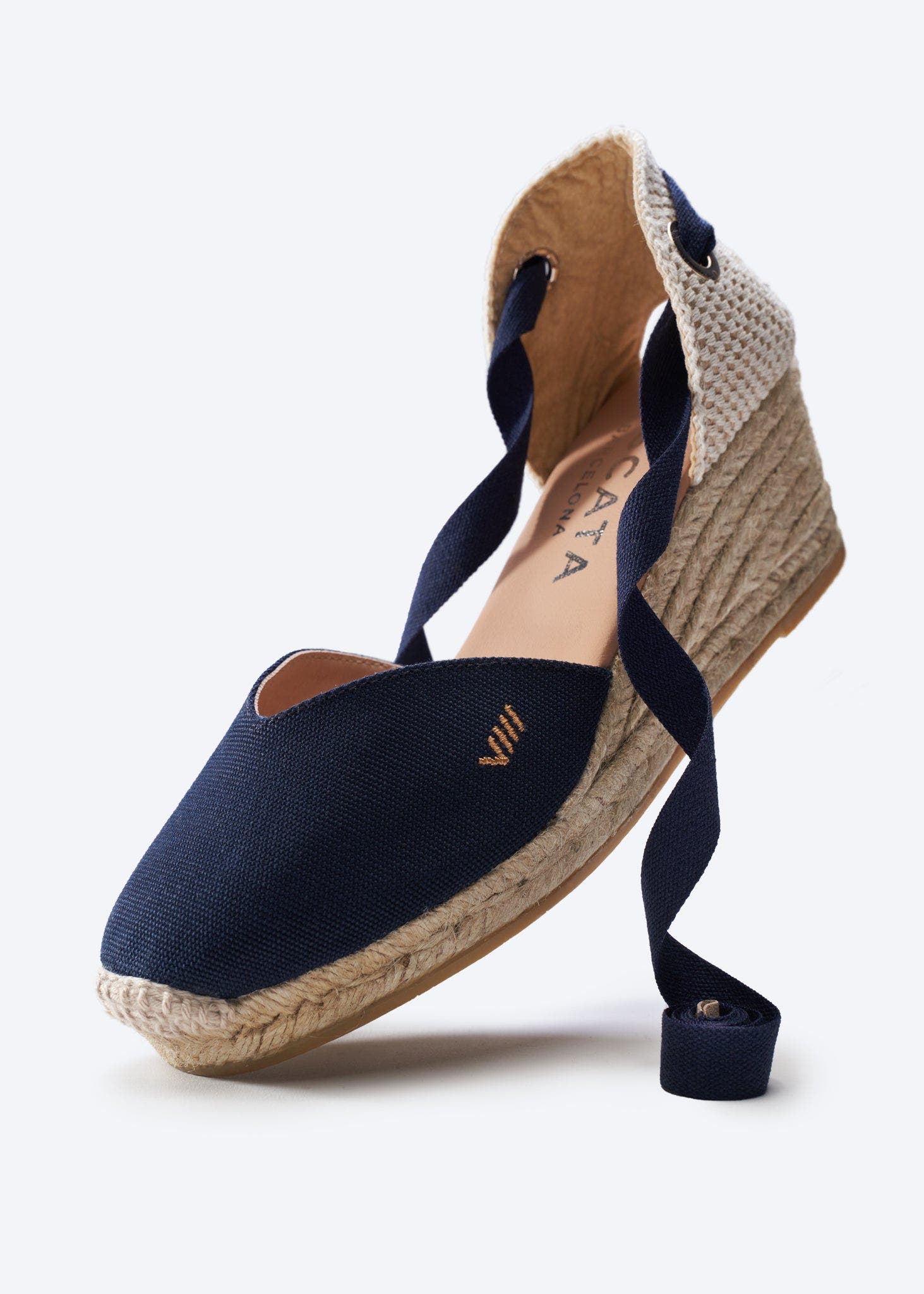 VISCATA Gava Canvas Espadrille Wedges, Alternate, color, Navy Blue