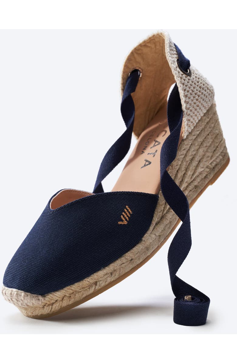 VISCATA Gava Canvas Espadrille Wedges, Alternate, color, Navy Blue