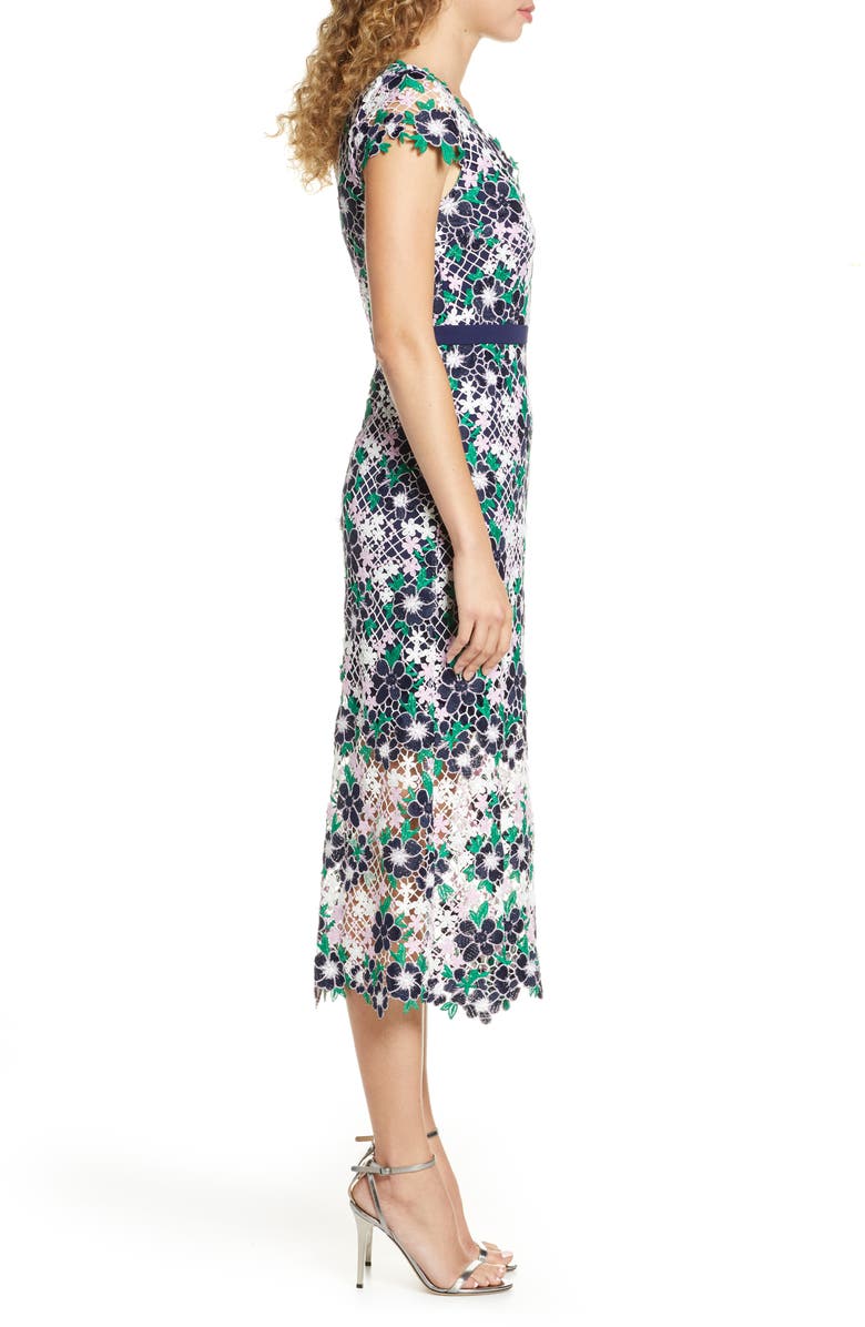 Foxiedox Embroidered Lace Midi Dress, Alternate, color,