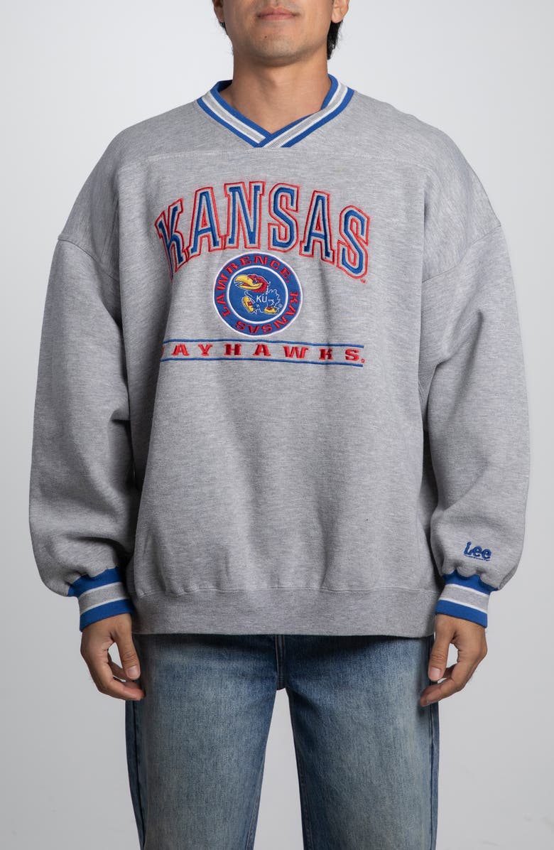 Elwood Vintage Kansas Jayhawks Crewneck Sweatshirt, Main, color, 