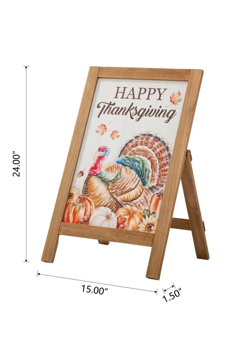 Glitzhome Thanksgiving Wooden Turkey Easel Porch Sign, Alternate, color, Orange