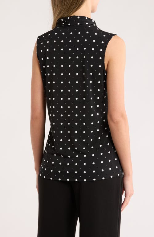 T Tahari Pleated Neck Sleeveless Top In Black