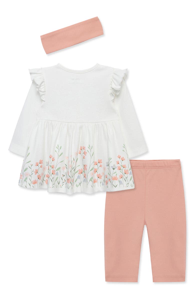 Little Me Meadow Border Button Front Tunic, Leggings & Headband Set, Alternate, color, 