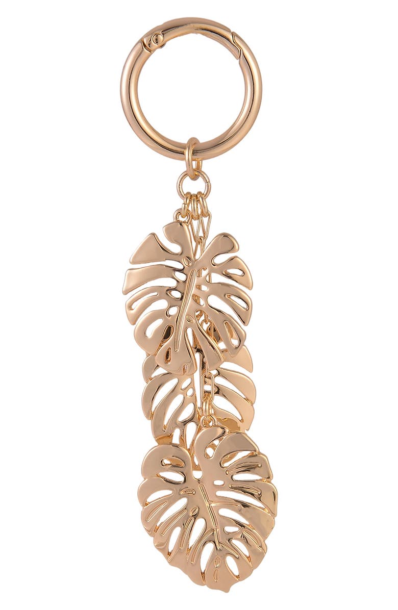 Rachel Roy Monstera Leaf Bag Charm, Main, color, Gold