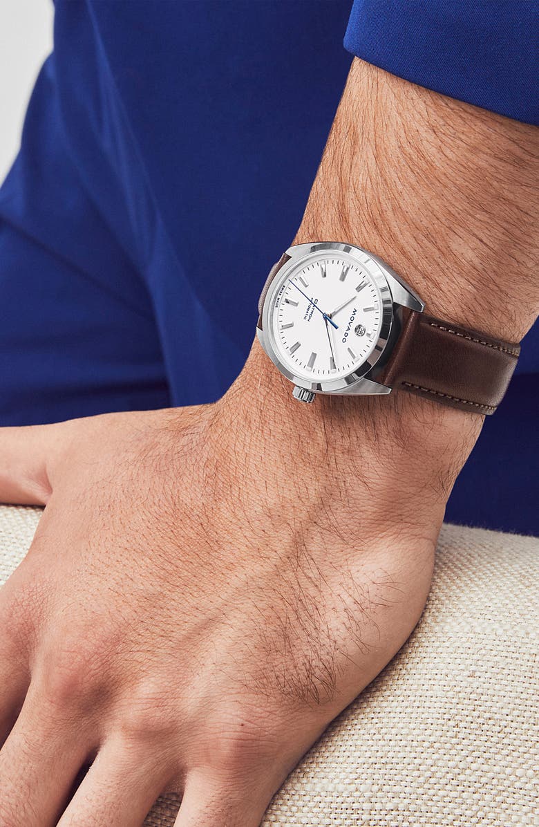 Movado Heritage Datron Leather Strap Watch, 40mm, Alternate, color, 