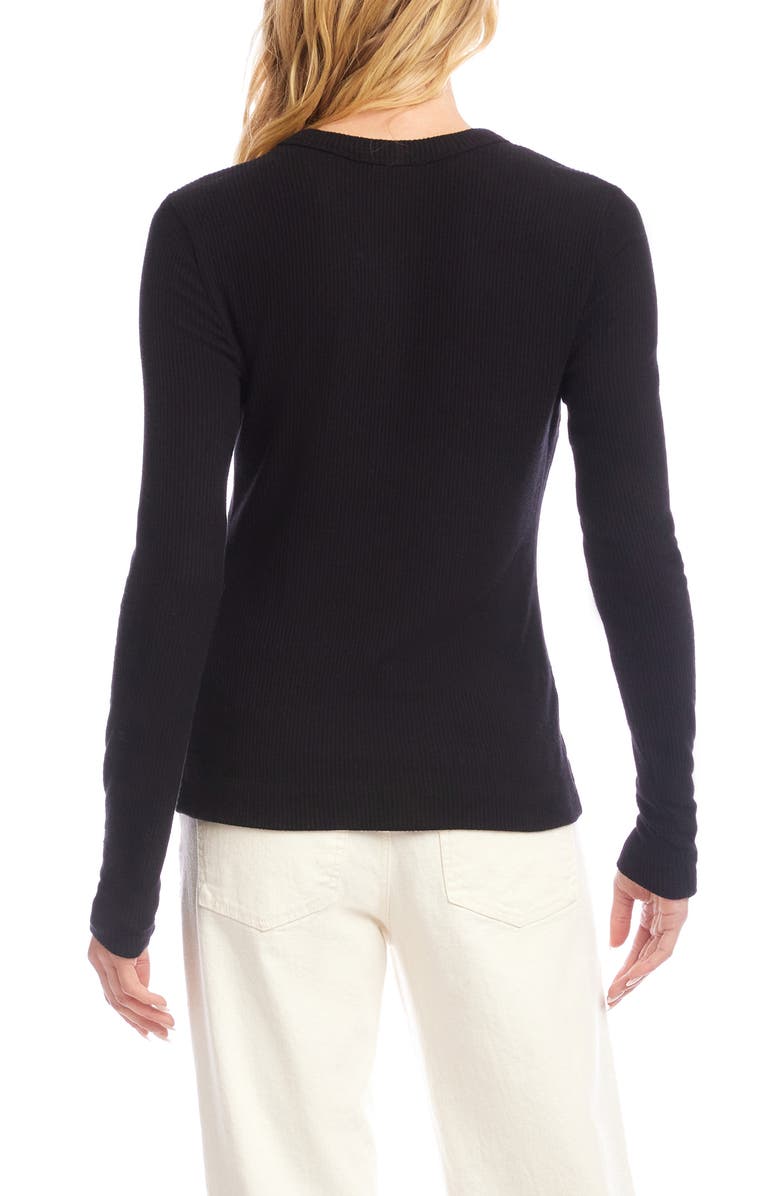 Karen Kane Long Sleeve Rib Top, Alternate, color, Black