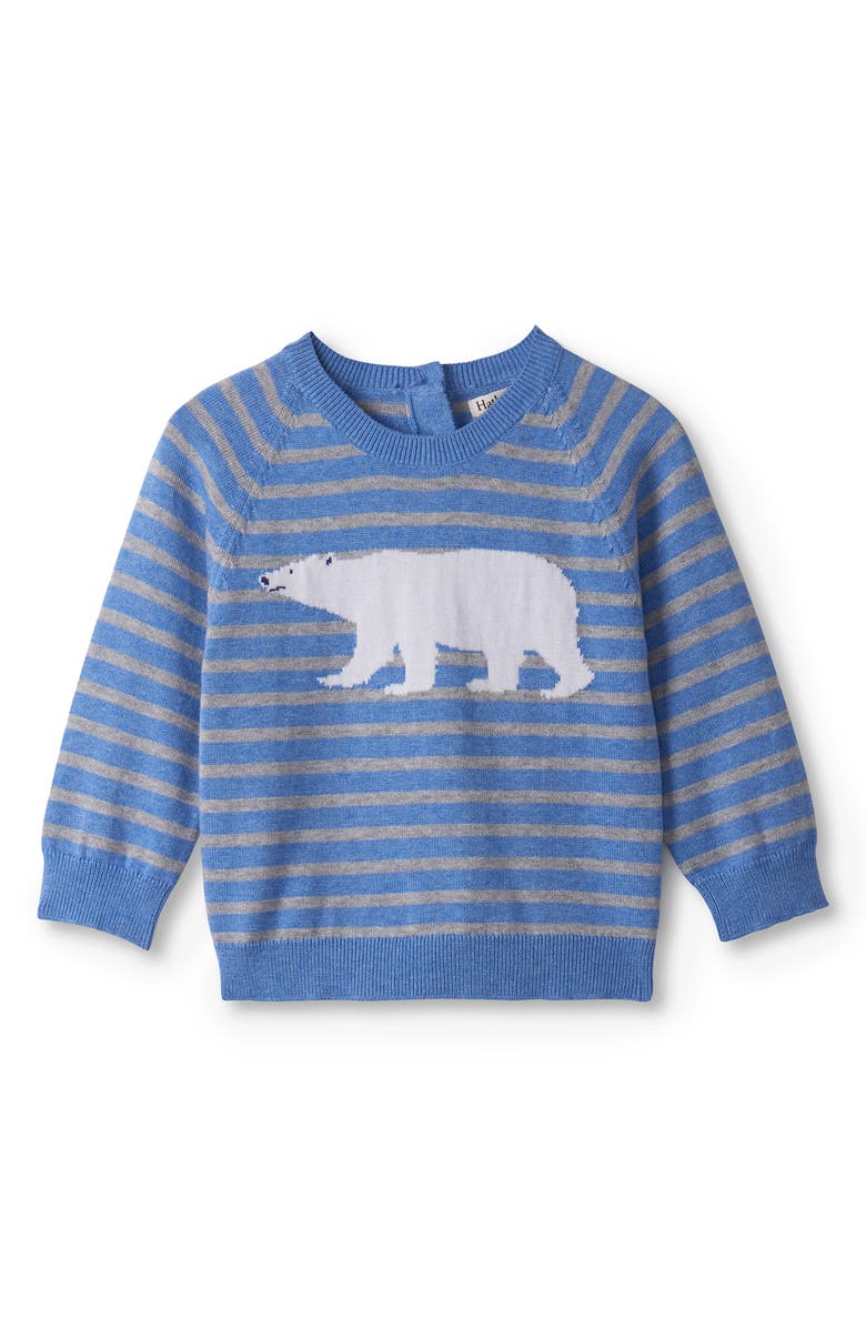 Hatley Intarsia Polar Bear Stripe Sweater & Pants Set, Alternate, color, Blue