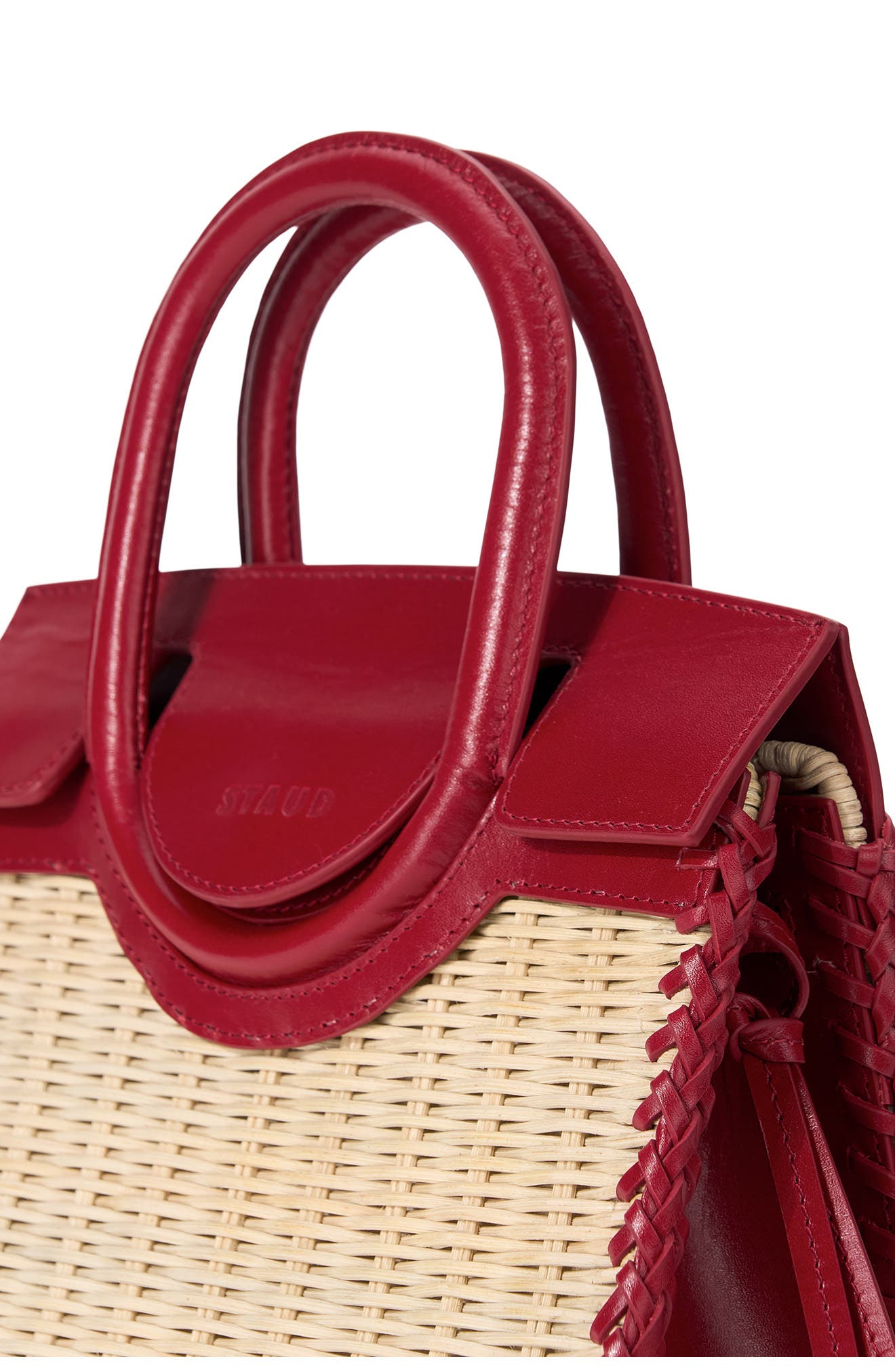 Mini Maude Wicker Top Handle Bag, Alternate, color, NATURAL/ ROUGE
