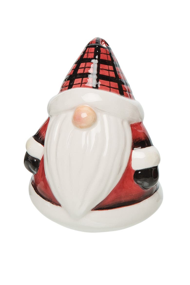 Plaid Gnome 3D Salt and Pepper Shakers, Alternate, color, Red