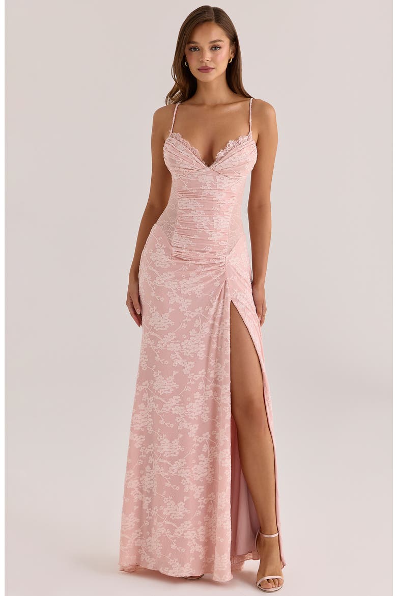 Sabrine Lace Trim Corset Gown, Alternate, color, BLUSH