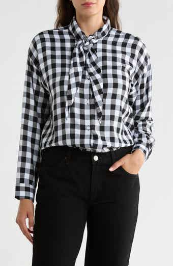 Tie Neck Button-Up Top