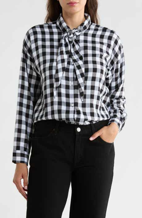 Tie Neck Button-Up Top