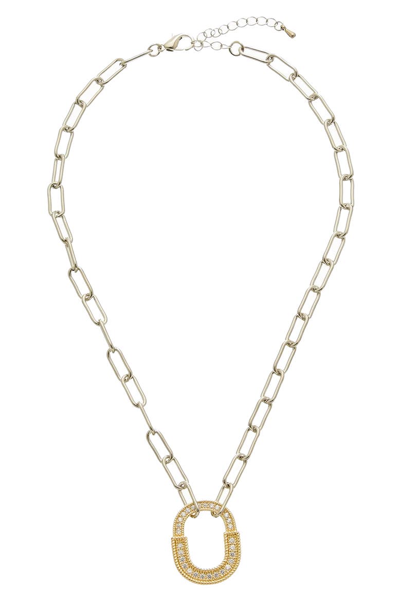 Pavé Open Pendant Two-Tone Necklace, Main, color, TWO TONE