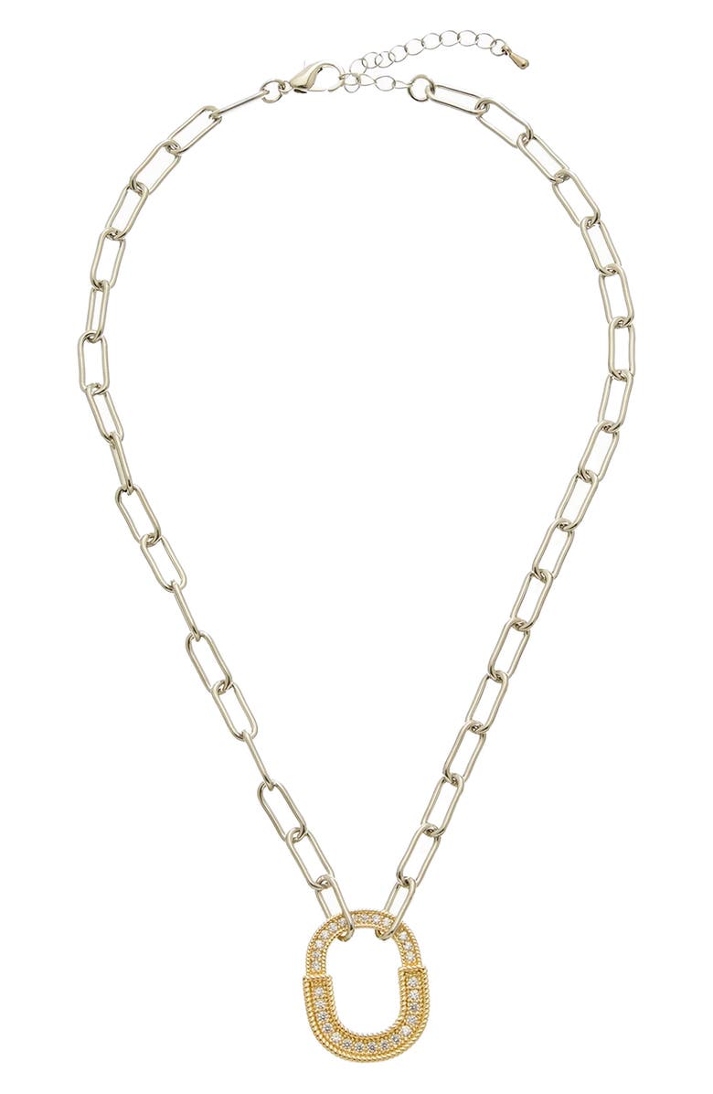 Juvell Pavé Open Pendant Two-Tone Necklace, Main, color, Two Tone