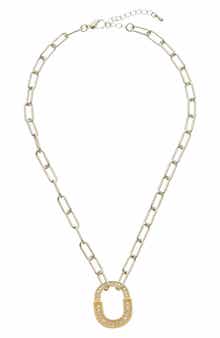 Juvell Pavé Open Pendant Two-Tone Necklace
