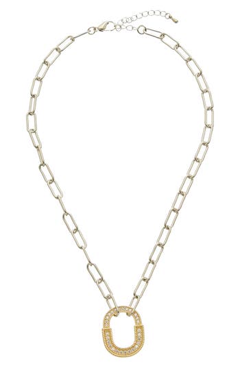 Juvell Pavé Open Pendant Two-tone Necklace In Multi
