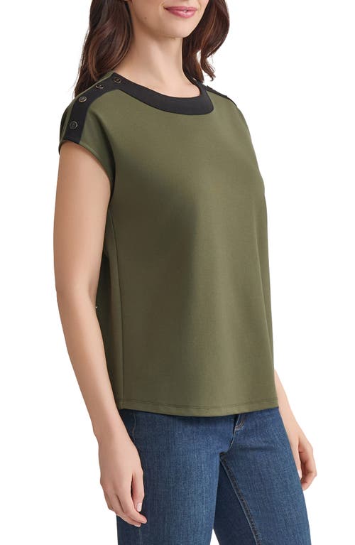 Jones New York Contrast Trim Drop Shoulder Top In Green