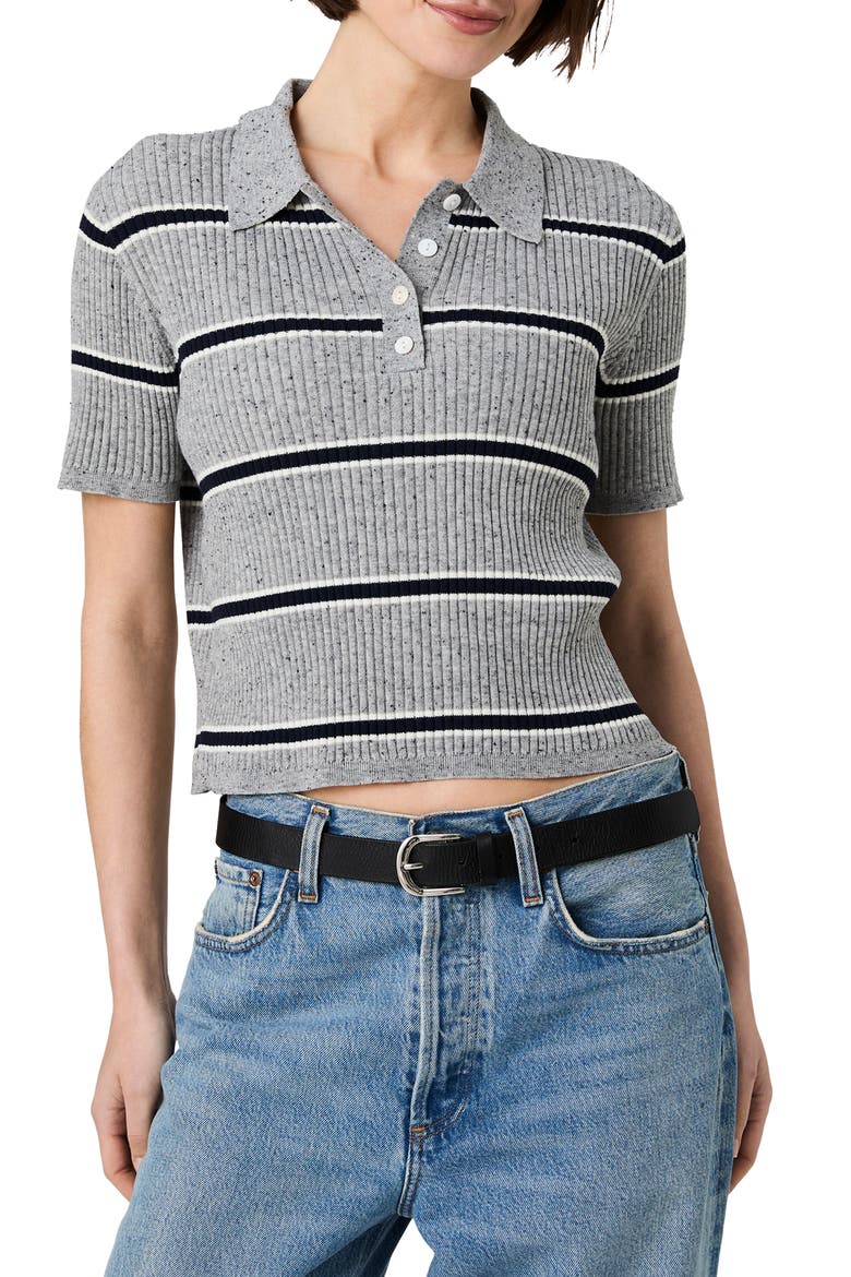 Mason Varsity Stripe Polo, Main, color, MEDIUM GREY MELANGE