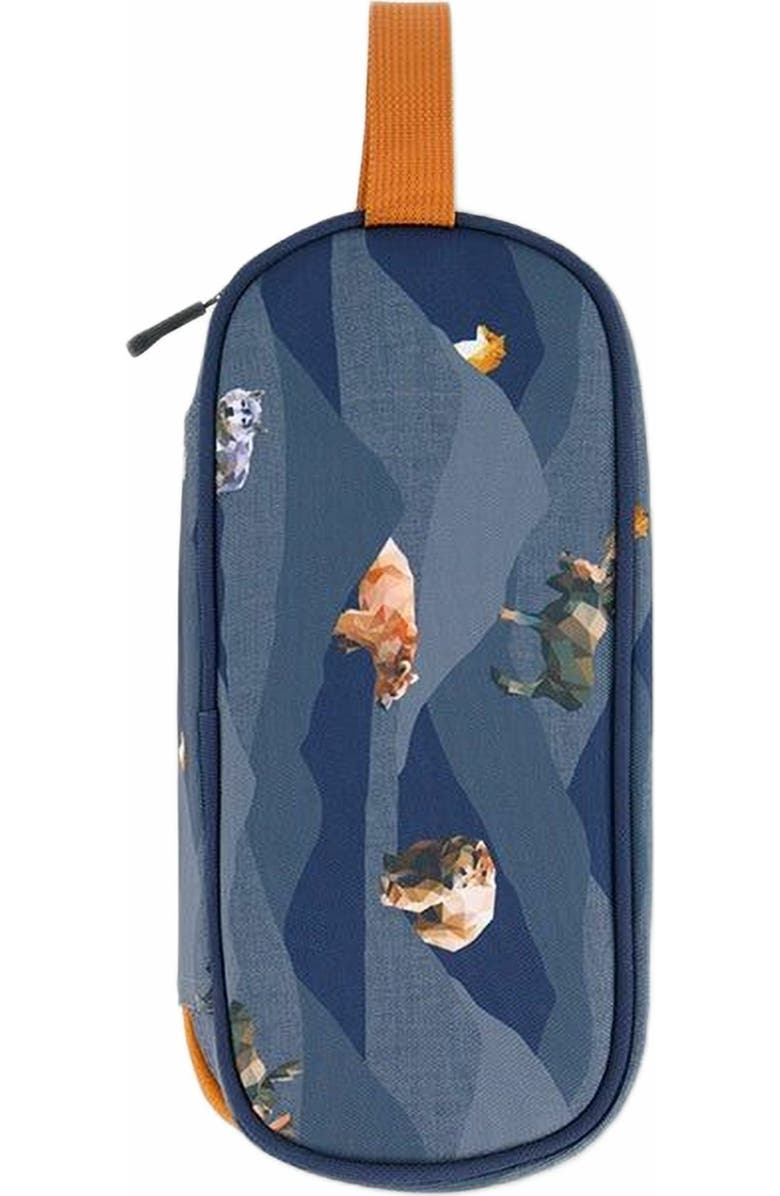 Deux par Deux Boy's Pencil Case Navy Printed Moutains Animals, Alternate, color,