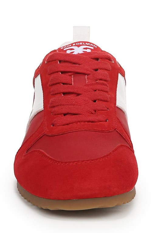 Sam Edelman Zaria Lace Up Sneaker Red Suede In Red/white