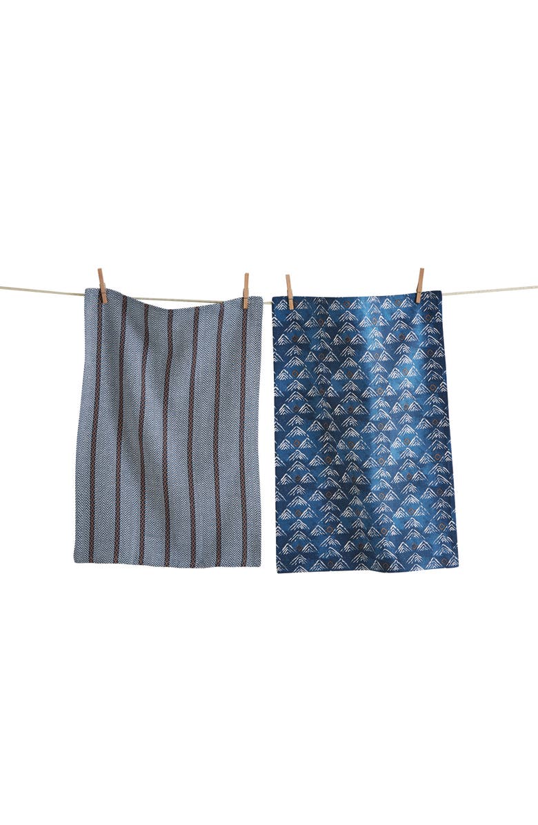 tag Mountain Dishtowel Set of 2 Blue Multi Cotton Towels, Main, color, Blue