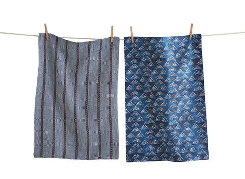 Mountain Dishtowel Set of 2 Blue Multi Cotton Towels