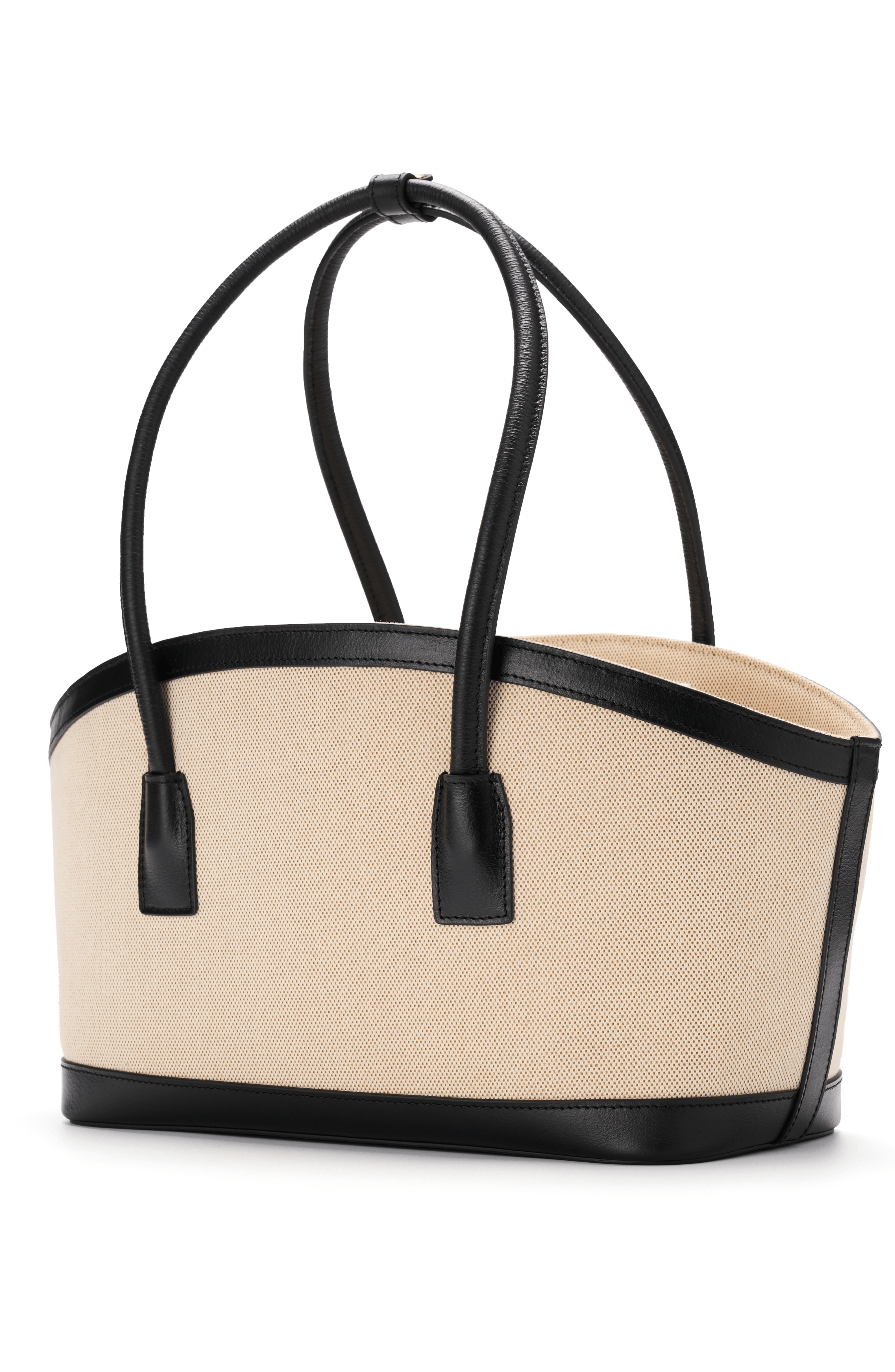 JURGI TAVO Canvas Tote with Leather Trim, Main, color, Beige/Black