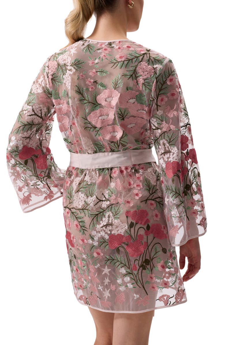 Rya Collection Bouquet Embroidered Tie Waist Cover-Up Robe, Alternate, color, Bouquet