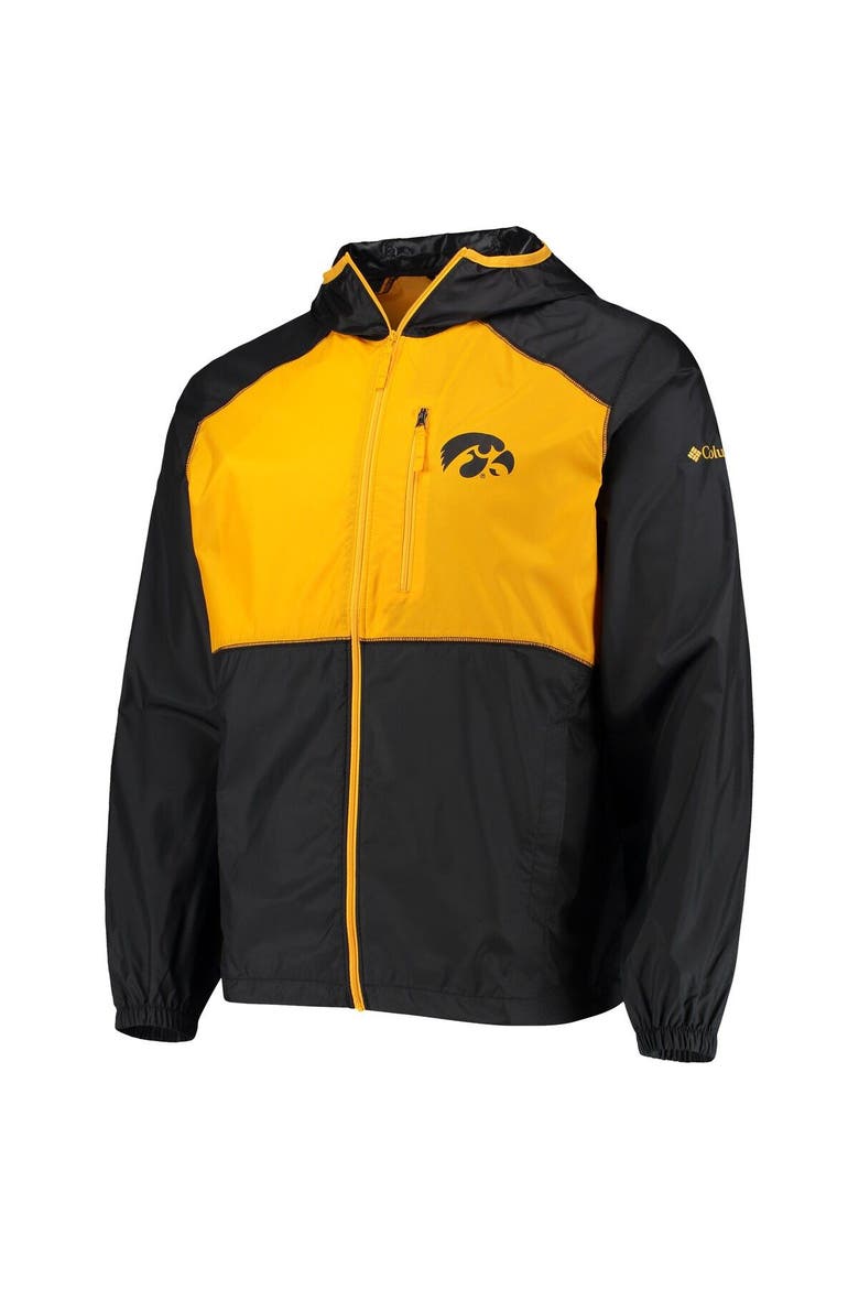 Men's Columbia Black/Gold Iowa Hawkeyes Flash Forward Hoodie Full-Zip Lightweight Windbreaker, Alternate, color, Black