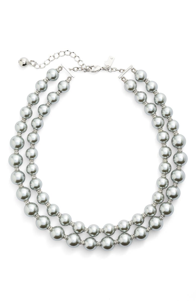 Kate Spade New York 'pearls of wisdom' double strand faux pearl necklace, Main, color,