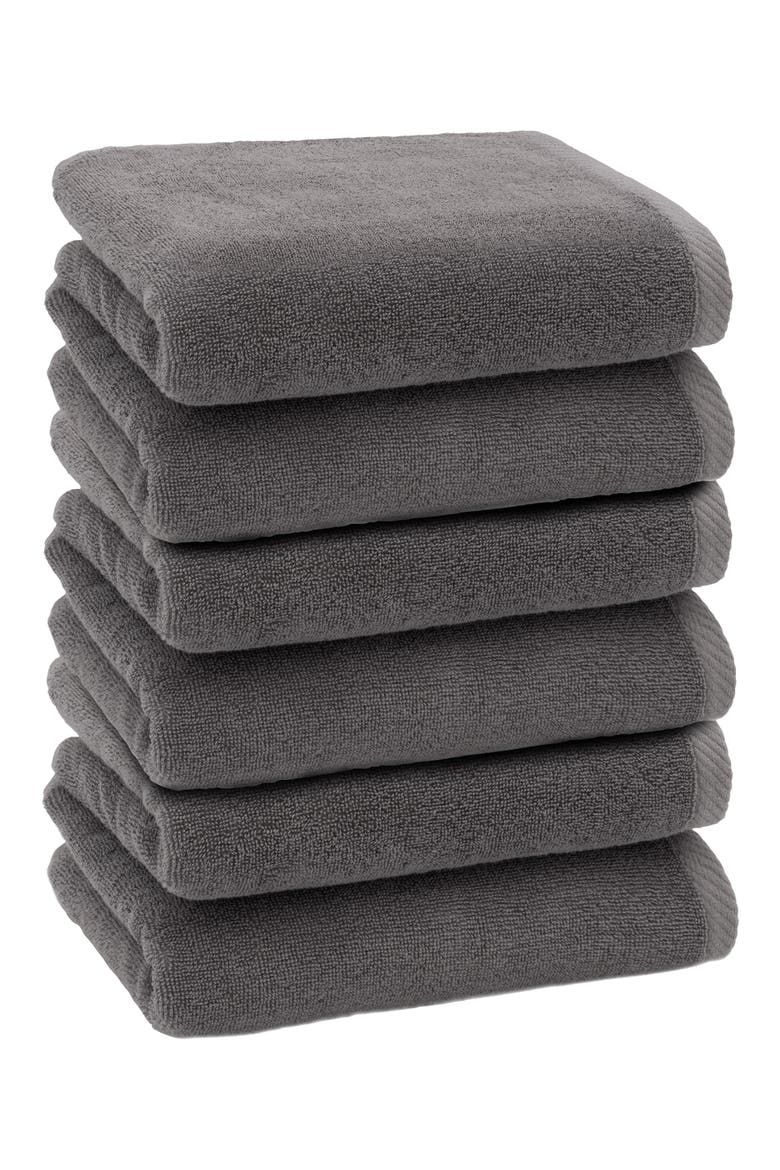6-Pack Ediree Cotton Hand Towel Set, Main, color, CHARCOAL