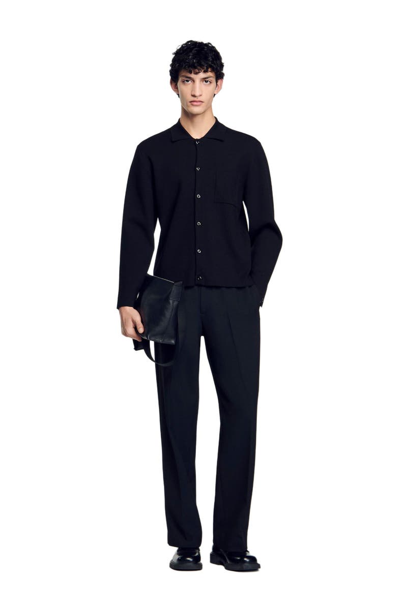 SANDRO Button-down cardigan, Alternate, color, Black