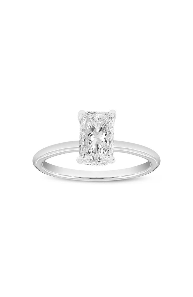 LuvMyJewelry Ahlam 14K White Gold Radiant Cut Lab Grown Diamond Hidden Halo Engagement Ring - 1.55 Ct, Main, color, 14K White Gold