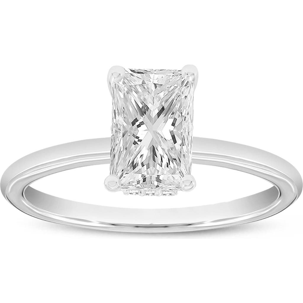 LuvMyJewelry Ahlam 14K White Gold Radiant Cut Lab Grown Diamond Hidden Halo Engagement Ring - 1.55 Ct  product