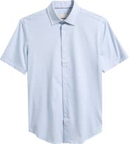 Bugatchi Miles OoohCotton® Geo Print Short Sleeve Button-Up Shirt