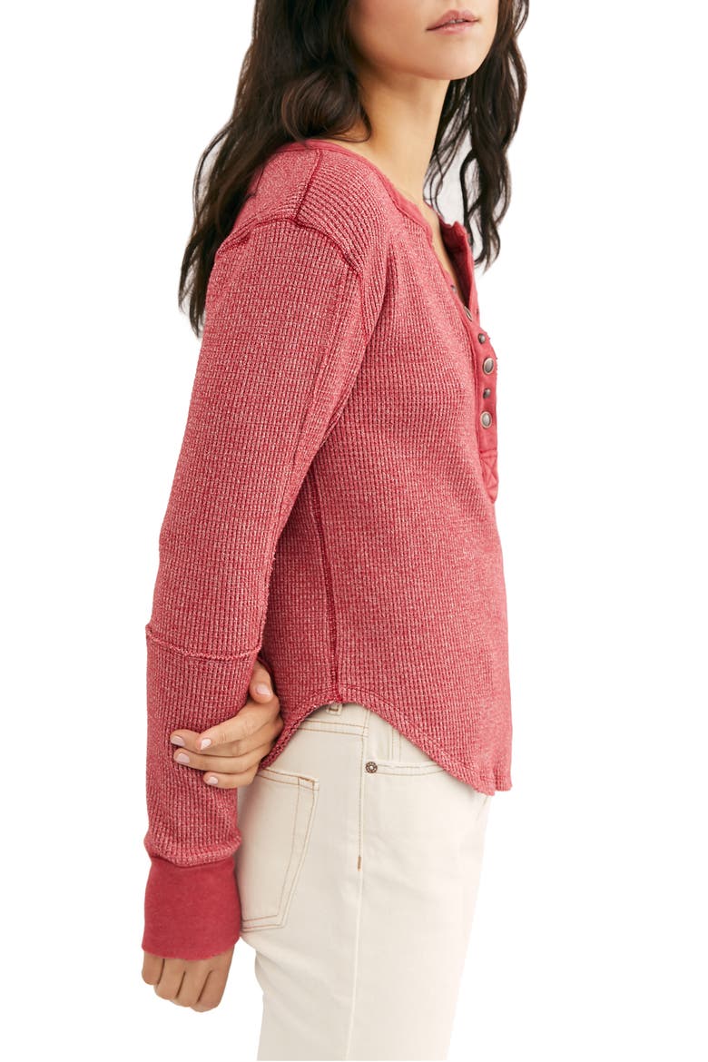 Everest Long Sleeve Henley Top, Alternate, color, RED TIDE