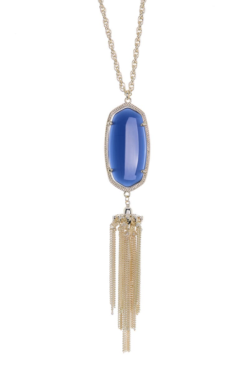 Rayne Stone Tassel Pendant, Main, color, NAVY/ GOLD